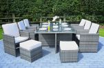 129" X 76" X 46" Gray 11 Piece Outdoor Dining Set With Cushions