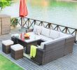 180.96" X 33.54" X 34.71" Brown 8Piece Outdoor Sectional Set With Cushions