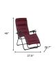 28" Dark Red and Black Metal Zero Gravity Chair with Dark Red cushion