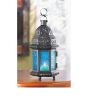 Blue Glass Candle Lantern