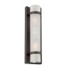 Two Light Bronze and White Glass Wall Sconce