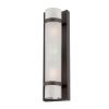 Two Light Bronze and White Glass Wall Sconce