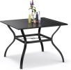 Black Square Metal Outdoor Dining Table With Umbrella Hole