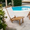 Brown And Brown and White Solid Wood Deck Chair