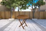 30" Brown Rounded Solid Wood Folding Outdoor Side Table