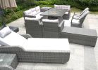 Twelve Piece Outdoor Gray Wicker Multiple Chairs Seating Group Fire Pit Included With Cushions