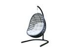 43" Beige And Black Metal Swing Chair With Beige Cushion