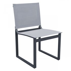 20" Set Of Two Gray And Black Metal Dining Chair