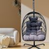 38" Beige And Black Metal Swing Chair