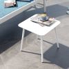 16" White Square Metal Outdoor Side Table