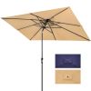 9' Tan Polyester Rectangular Tilt Market Patio Umbrella Style 2