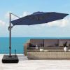 10' Navy Blue Polyester Round Tilt Cantilever Patio Umbrella With Stand