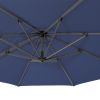 10' Navy Blue Polyester Round Tilt Cantilever Patio Umbrella With Stand