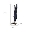 13' Navy Polyester Rectangular Tilt Cantilever Patio Umbrella With Stand