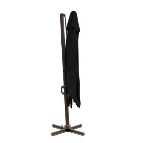 10' Black Polyester Square Tilt Cantilever Patio Umbrella With Stand Style 3