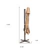 10' Tan Polyester Square Tilt Cantilever Patio Umbrella With Stand Style 4