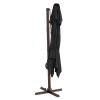 10' Black Polyester Square Tilt Cantilever Patio Umbrella With Stand Style 5