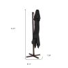 10' Black Polyester Square Tilt Cantilever Patio Umbrella With Stand Style 5