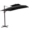 11' Black Polyester Round Tilt Cantilever Patio Umbrella With Stand Style 2