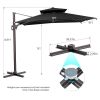 11' Black Polyester Round Tilt Cantilever Patio Umbrella With Stand Style 2