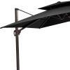 11' Black Polyester Round Tilt Cantilever Patio Umbrella With Stand Style 2