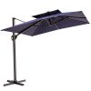 11' Navy Blue Polyester Round Tilt Cantilever Patio Umbrella With Stand Style 2