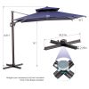 11' Navy Blue Polyester Round Tilt Cantilever Patio Umbrella With Stand Style 2