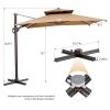 11' Tan Polyester Round Tilt Cantilever Patio Umbrella With Stand Style 2