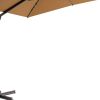 11' Tan Polyester Round Tilt Cantilever Patio Umbrella With Stand Style 2