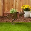 Pecking Rooster Iron Planter