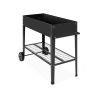 Mobile Black Metal Garden Potting Bench with Push Handle Wheels