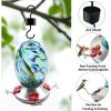 Blue Blown Glass Hummingbird Feeder with Perch and 4 Feeding Ports