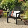 Indoor/Outdoor Acacia Wood Adirondack Lounge Armchair - Black