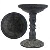 Outdoor Garden Fiberglass Bird Bath in Black Charcoal Stone Finish