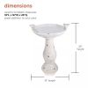 Outdoor Off-White Ceramic Birdbath in Light-Brown Antique Finish