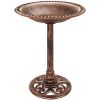 Outdoor Garden Polyresin Bird Bath in Rustic Aged Copper Brown Finish