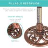 Outdoor Garden Polyresin Bird Bath in Rustic Aged Copper Brown Finish