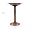 Outdoor Garden Polyresin Bird Bath in Rustic Aged Copper Brown Finish