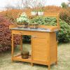 Outdoor Garden Organizer Stainless Steel Top Potting Bench Storage Cabinet