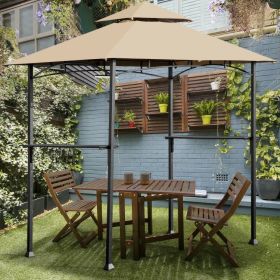 Outdoor 8 x 5 Ft Patio Grill Gazebo with Khaki Vented Canopy