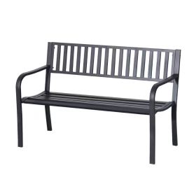 Outdoor Black Metal Garden Bench with 550 lb Max Weight Capacity