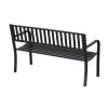 Outdoor Black Metal Garden Bench with 550 lb Max Weight Capacity