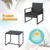 Outdoor 3-Piece Patio Furniture Set with 2 Black Patio Chairs and 1 Side Table