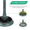 Outdoor Garden Birdbath in Green Copper Patina Finish with Solar Light