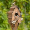 62.6" Tall Cottage Style Birdhouse Garden Stake in Antique Copper