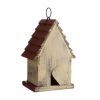 Outdoor A-Frame Solid Wood Bird House with Terracotta Color Slatted Roof