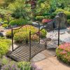 Outdoor 4-ft Heavy Duty Metal Garden Bridge in Black Bronze Finish