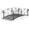 Outdoor Heavy Duty Black Metal Arch 7-ft Garden Bridge with Side-Rails