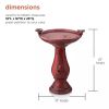 Outdoor Dark Red Ceramic Birdbath in Antique Finish