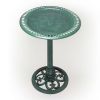 Outdoor Garden Bird Bath Bowl with Stand in Green Bronze Finish